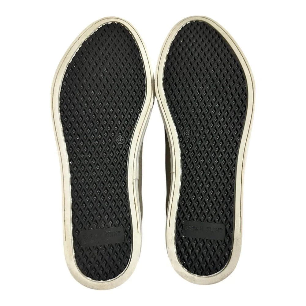 Sarah Flint Grey Grained Leather Almond Toe Perfect Sneaker Women’s 8.5 - Picture 8 of 11
